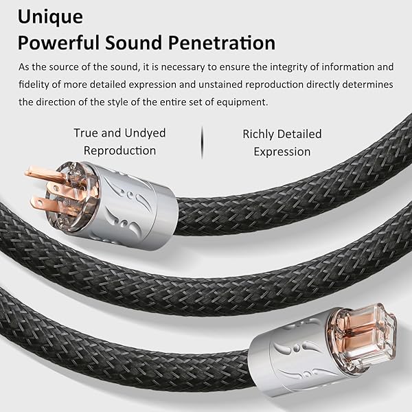 Viborg Viborg 20A Hi-end Power Cord 6.6FT 2x9AWG HiFi Audiophile Power Cable with Pure Copper Plug and IEC C19 Connector - View 8 of 10