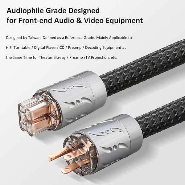 Viborg Viborg 20A Hi-end Power Cord 6.6FT 2x9AWG HiFi Audiophile Power Cable with Pure Copper Plug and IEC C19 Connector - View 9 of 10
