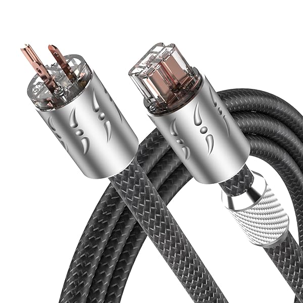 Viborg Viborg 20A Hi-end Power Cord 6.6FT 2x9AWG HiFi Audiophile Power Cable with Pure Copper Plug and IEC C19 Connector - View 2 of 10