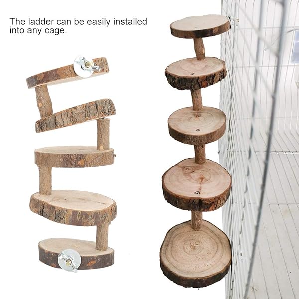 GLOGLOW Hamster Wooden Ladder 5 Layers Climbing Stairs Chewing Toys for Small Pets Cage Supplies for Sugar Glider Chinchilla Rat Gerbil Dwarf Hamster - View 3 of 10