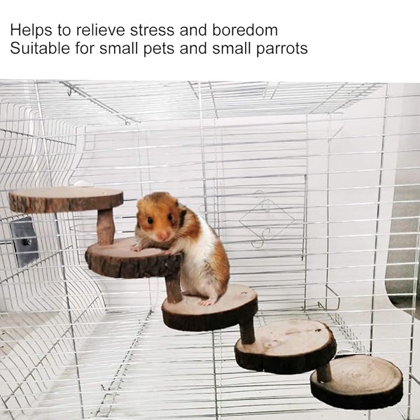 GLOGLOW Hamster Wooden Ladder 5 Layers Climbing Stairs Chewing Toys for Small Pets Cage Supplies for Sugar Glider Chinchilla Rat Gerbil Dwarf Hamster - View 4 of 10