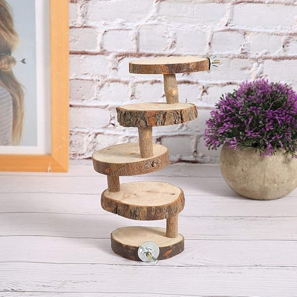 GLOGLOW Hamster Wooden Ladder 5 Layers Climbing Stairs Chewing Toys for Small Pets Cage Supplies for Sugar Glider Chinchilla Rat Gerbil Dwarf Hamster - View 5 of 10