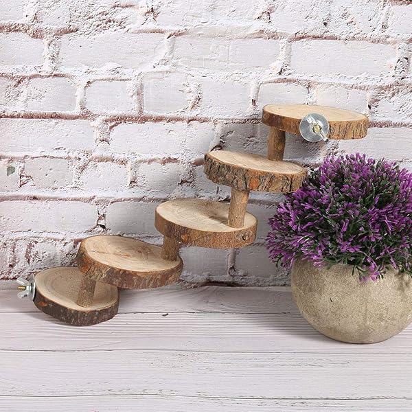 GLOGLOW Hamster Wooden Ladder 5 Layers Climbing Stairs Chewing Toys for Small Pets Cage Supplies for Sugar Glider Chinchilla Rat Gerbil Dwarf Hamster - View 6 of 10