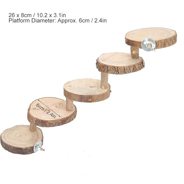 GLOGLOW Hamster Wooden Ladder 5 Layers Climbing Stairs Chewing Toys for Small Pets Cage Supplies for Sugar Glider Chinchilla Rat Gerbil Dwarf Hamster - View 7 of 10