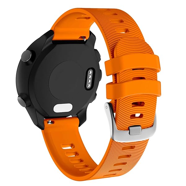 ISABAKE ISABAKE Soft Silicone Watch Band for Garmin Forerunner 245 645 Vivoactive 3 Venu Sq Vivomove HR 20mm Replacement Wristbands Black Orange - View 4 of 8