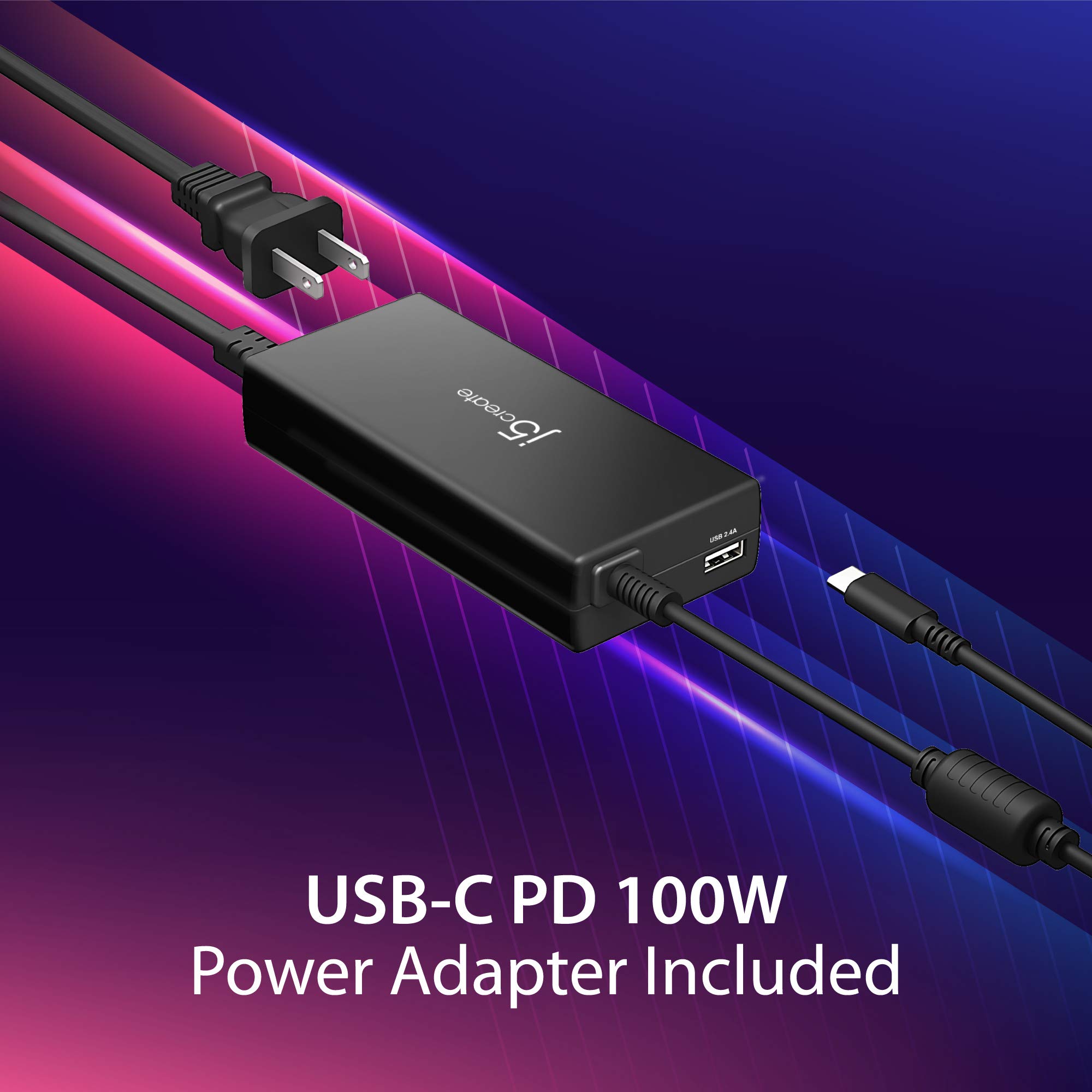 j5create USB Type C Docking Station 100W PD Charger Supports 3 Displays HDMI DisplayPort VGA for MacBook Pro Air XPS and More - View 3 of 8