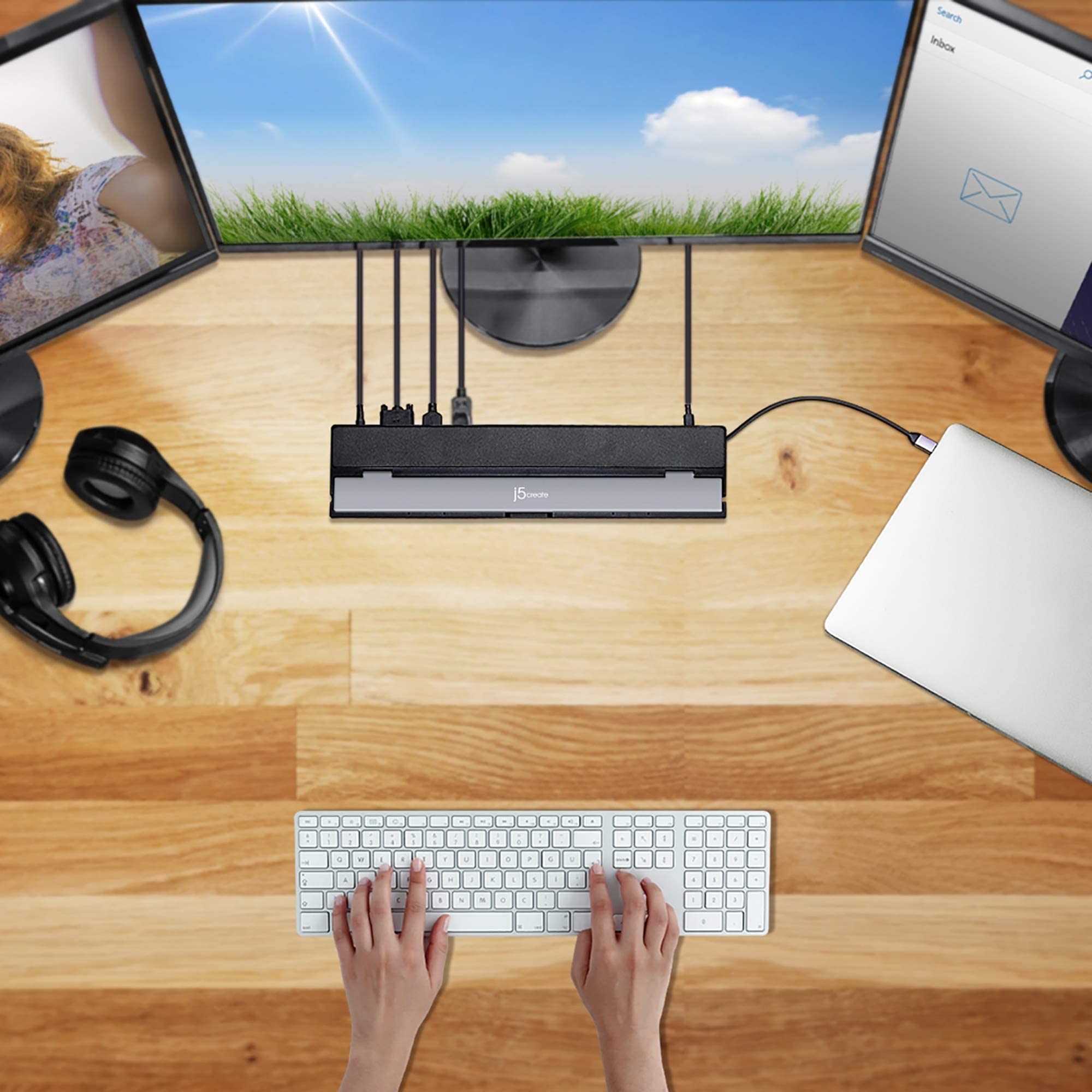 j5create USB Type C Docking Station 100W PD Charger Supports 3 Displays HDMI DisplayPort VGA for MacBook Pro Air XPS and More - View 8 of 8