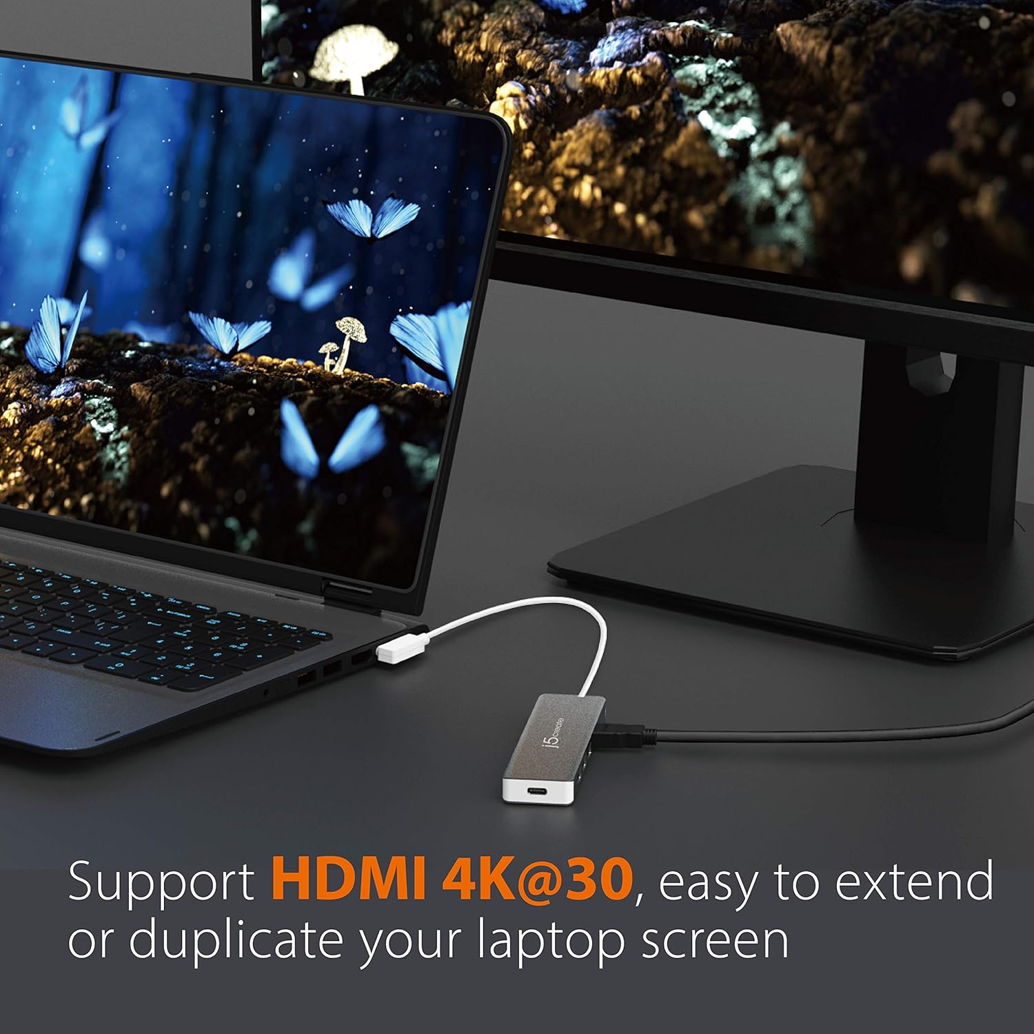 j5create j5create 9 in 1 USB C Hub SuperSpeed Gen 2 Adapter with Ethernet 4K HDMI USB C 3.1 PD 100W for MacBook Pro Air XPS Chromebook and Windows Laptops - View 3 of 7