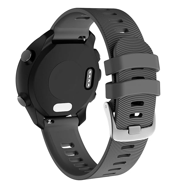 ISABAKE ISABAKE Soft Silicone Watch Band for Garmin Forerunner 245 645 Vivoactive 3 Venu Sq Vivomove HR 20mm Replacement Wristbands Gray - View 3 of 8