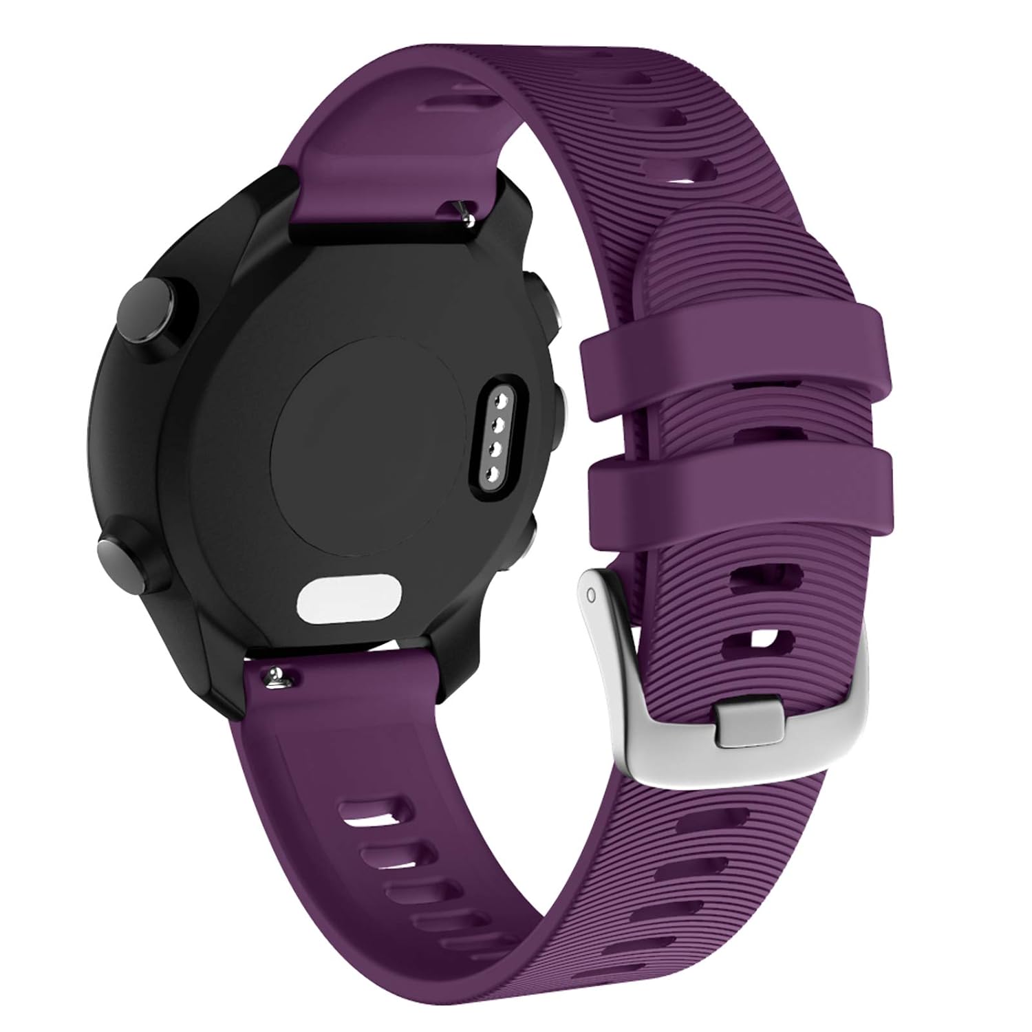 ISABAKE ISABAKE Soft Silicone Watch Band for Garmin Forerunner 245 645 Vivoactive 3 Venu Sq Vivomove HR 20mm Purple Replacement Wristband - View 2 of 9