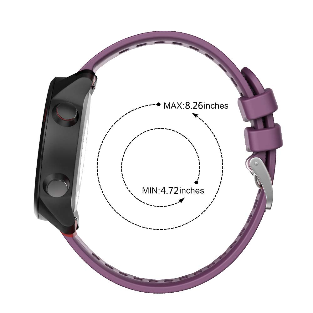 ISABAKE ISABAKE Soft Silicone Watch Band for Garmin Forerunner 245 645 Vivoactive 3 Venu Sq Vivomove HR 20mm Purple Replacement Wristband - View 5 of 9
