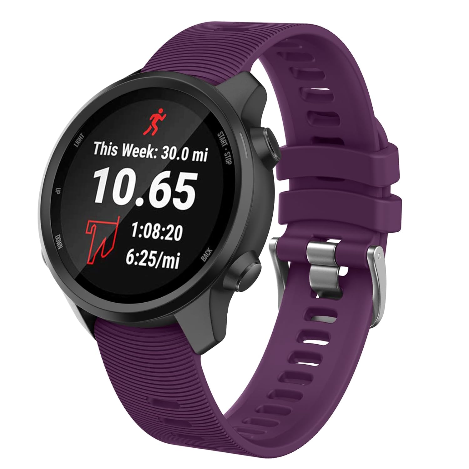 ISABAKE Soft Silicone Watch Band for Garmin Forerunner 245 645 Vivoactive 3 Venu Sq Vivomove HR 20mm Purple Replacement Wristband