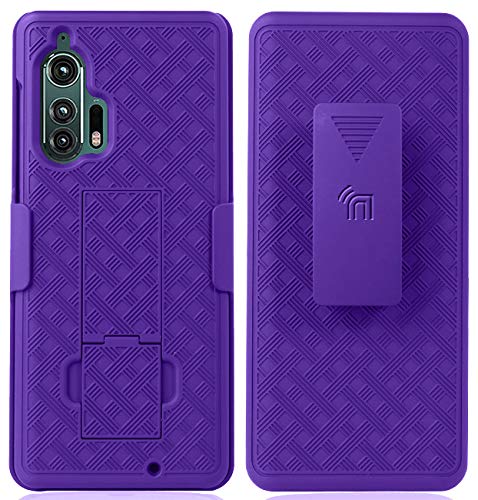 Nakedcellphone Motorola Edge Plus Case with Clip Nakedcellphone Purple Kickstand Cover Rotating Belt Holster Combo for Moto Edge 2020 XT2061 - View 2 of 9
