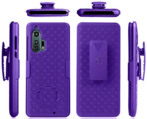 Nakedcellphone Motorola Edge Plus Case with Clip Nakedcellphone Purple Kickstand Cover Rotating Belt Holster Combo for Moto Edge 2020 XT2061 - View 7 of 9