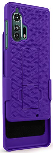 Nakedcellphone Motorola Edge Plus Case with Clip Nakedcellphone Purple Kickstand Cover Rotating Belt Holster Combo for Moto Edge 2020 XT2061 - View 8 of 9
