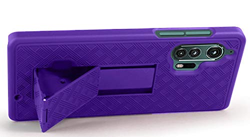 Nakedcellphone Motorola Edge Plus Case with Clip Nakedcellphone Purple Kickstand Cover Rotating Belt Holster Combo for Moto Edge 2020 XT2061 - View 9 of 9