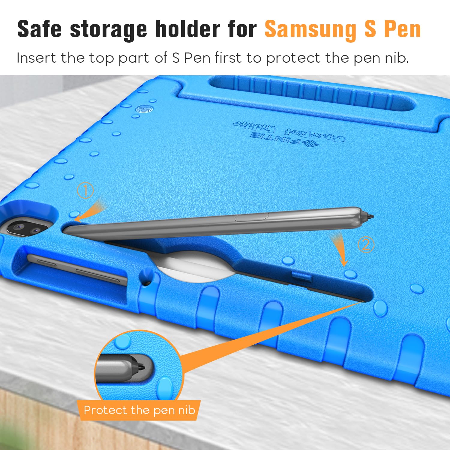 Fintie Shockproof Case for Samsung Galaxy Tab S6 10.5 2019 Lightweight Convertible Handle Stand Kids Friendly Cover with S Pen Holder Blue - View 5 of 9