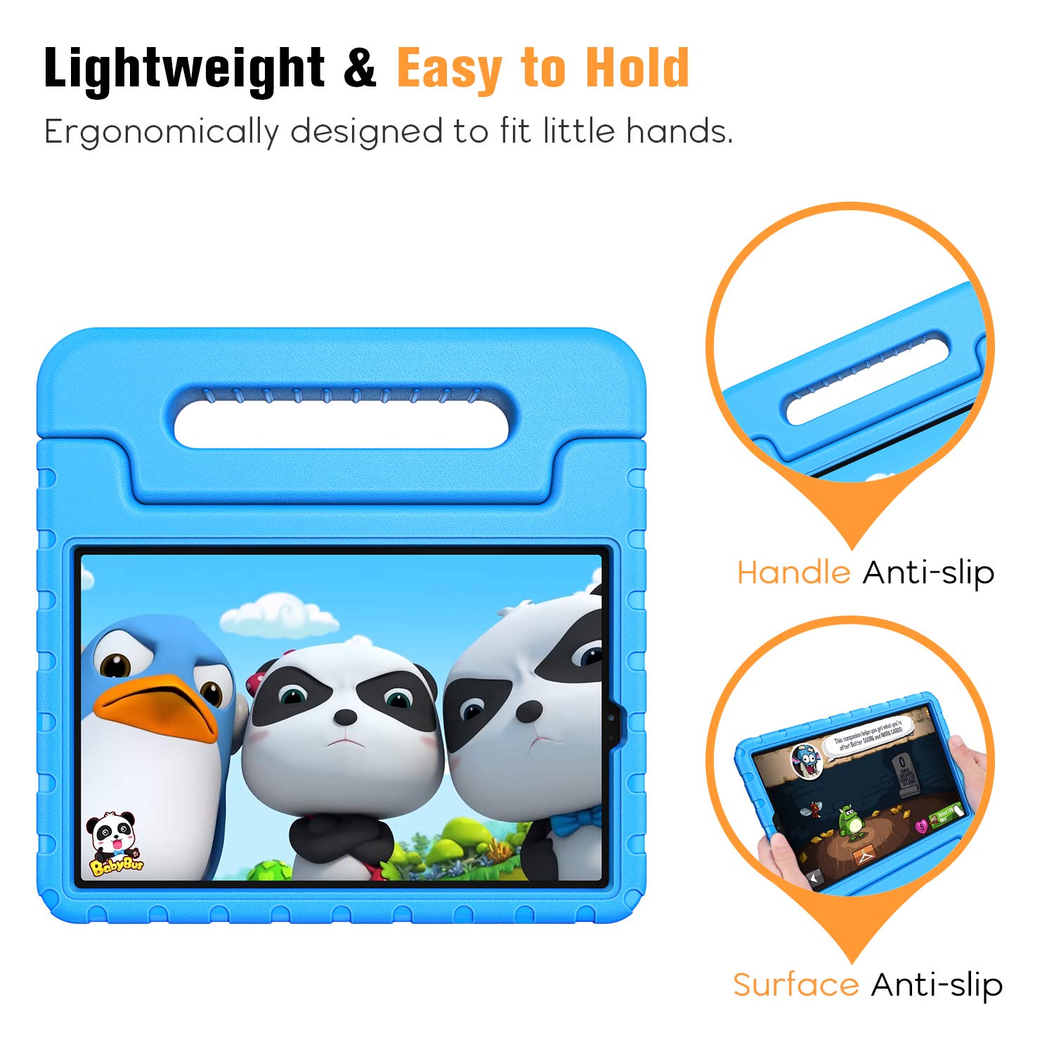 Fintie Shockproof Case for Samsung Galaxy Tab S6 10.5 2019 Lightweight Convertible Handle Stand Kids Friendly Cover with S Pen Holder Blue - View 6 of 9