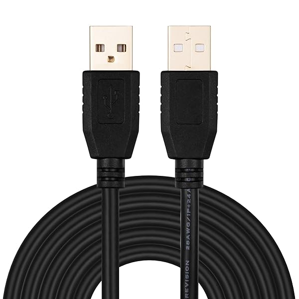 Tan QY 40Ft USB A to A Male Cable - Gold-Plated USB to USB Cord for Hard Drives, Printers, Modems & Cameras