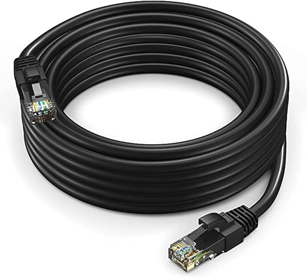 Maximm 50ft CAT6 Ethernet Cable - High Speed Outdoor Waterproof LAN Cable (Black) for Reliable Internet Connection