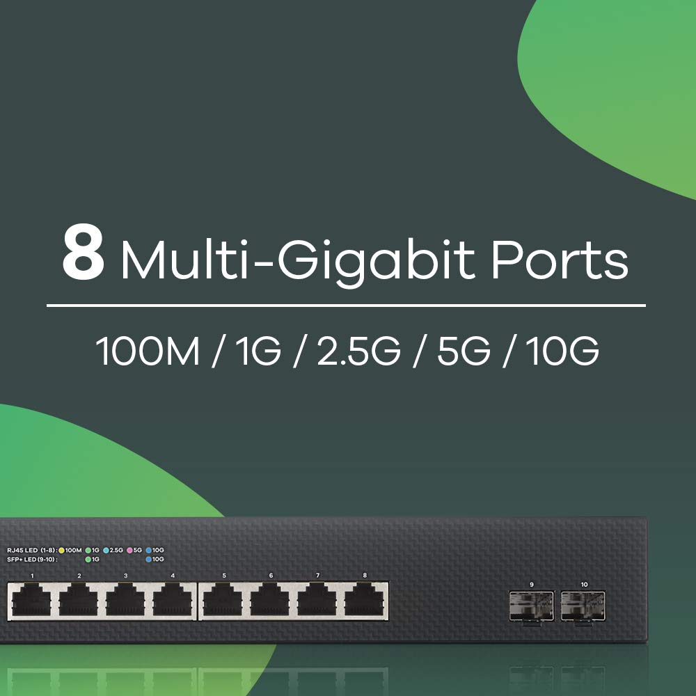 ZYXEL Zyxel 8-Port Multi-Gigabit Ethernet Smart L2 Managed Switch with 2X 10G Ethernet and Nebula Cloud Rackmount Limited Lifetime - View 4 of 5