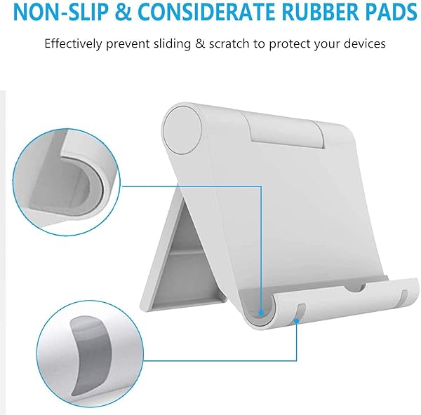 Pokanic Pokanic Multi-Angle Cell Phone Stand Holder Portable Adjustable Charger Station for Smartphones Tablets Desktop Office Travel White - View 5 of 10