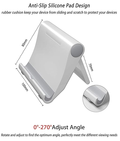 Pokanic Pokanic Multi-Angle Cell Phone Stand Holder Portable Adjustable Charger Station for Smartphones Tablets Desktop Office Travel White - View 6 of 10