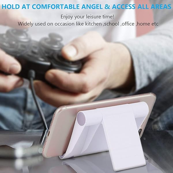 Pokanic Pokanic Multi-Angle Cell Phone Stand Holder Portable Adjustable Charger Station for Smartphones Tablets Desktop Office Travel White - View 8 of 10