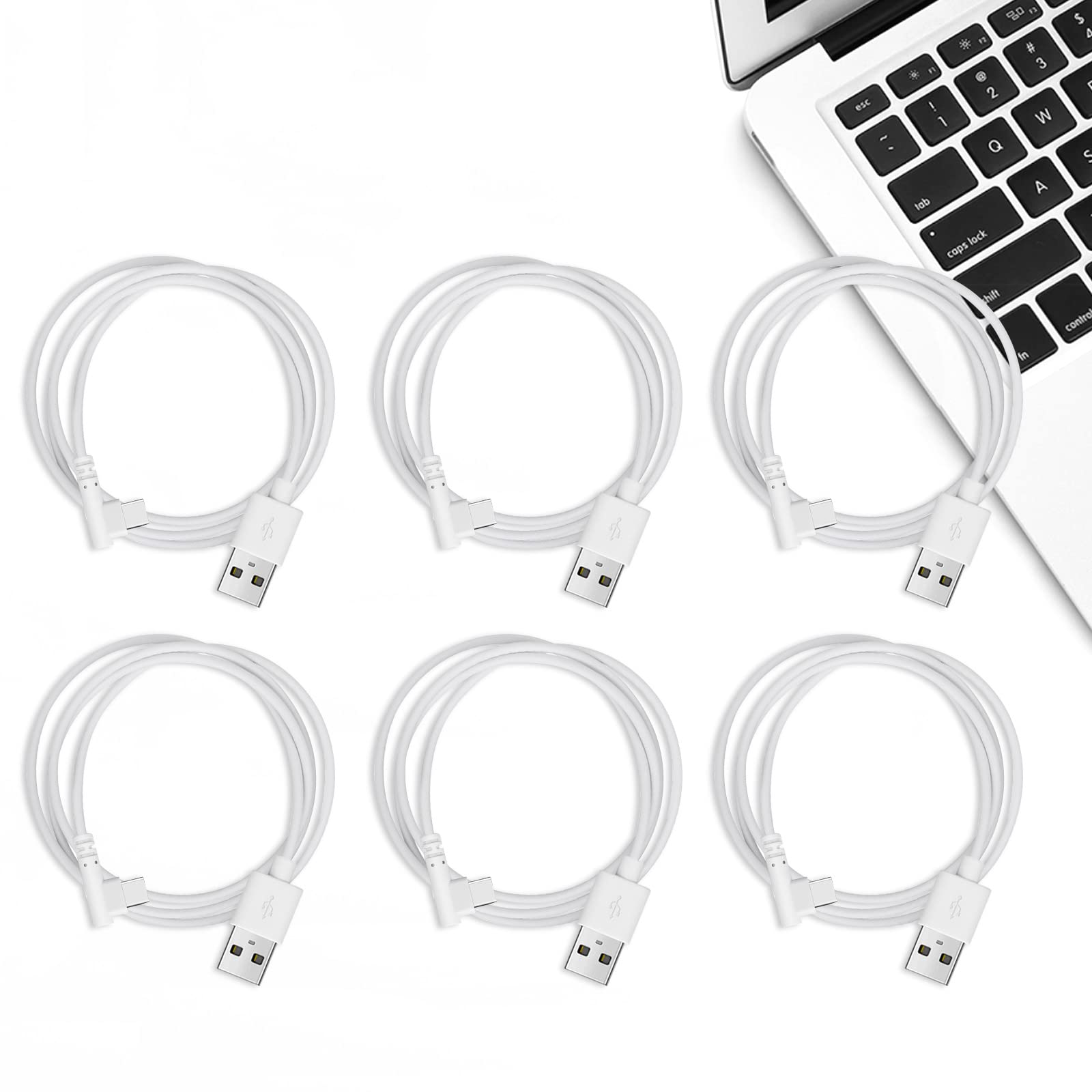 90 Degree USB C Cable 3 ft Bulk 6 Pack Right Angle Charger Data Cord for Fast Charging and Data Transfer - View 3 of 4