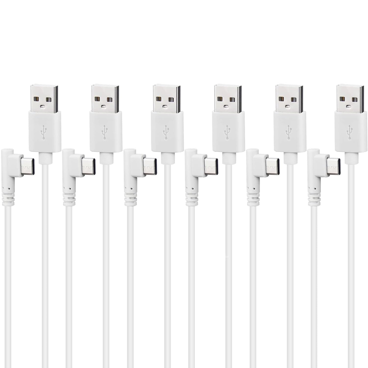 90 Degree USB C Cable 3 ft Bulk 6 Pack Right Angle Charger Data Cord for Fast Charging and Data Transfer