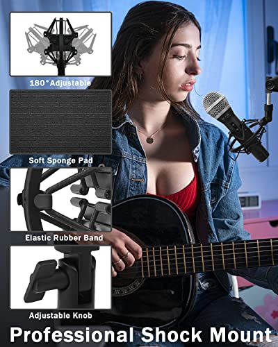 Boseen Universal Microphone Shock Mount Holder for Samson Q2U, Shure SM58, ATR2100-USB & More - Fits 28mm-32mm Dynamic Mics - View 5 of 8