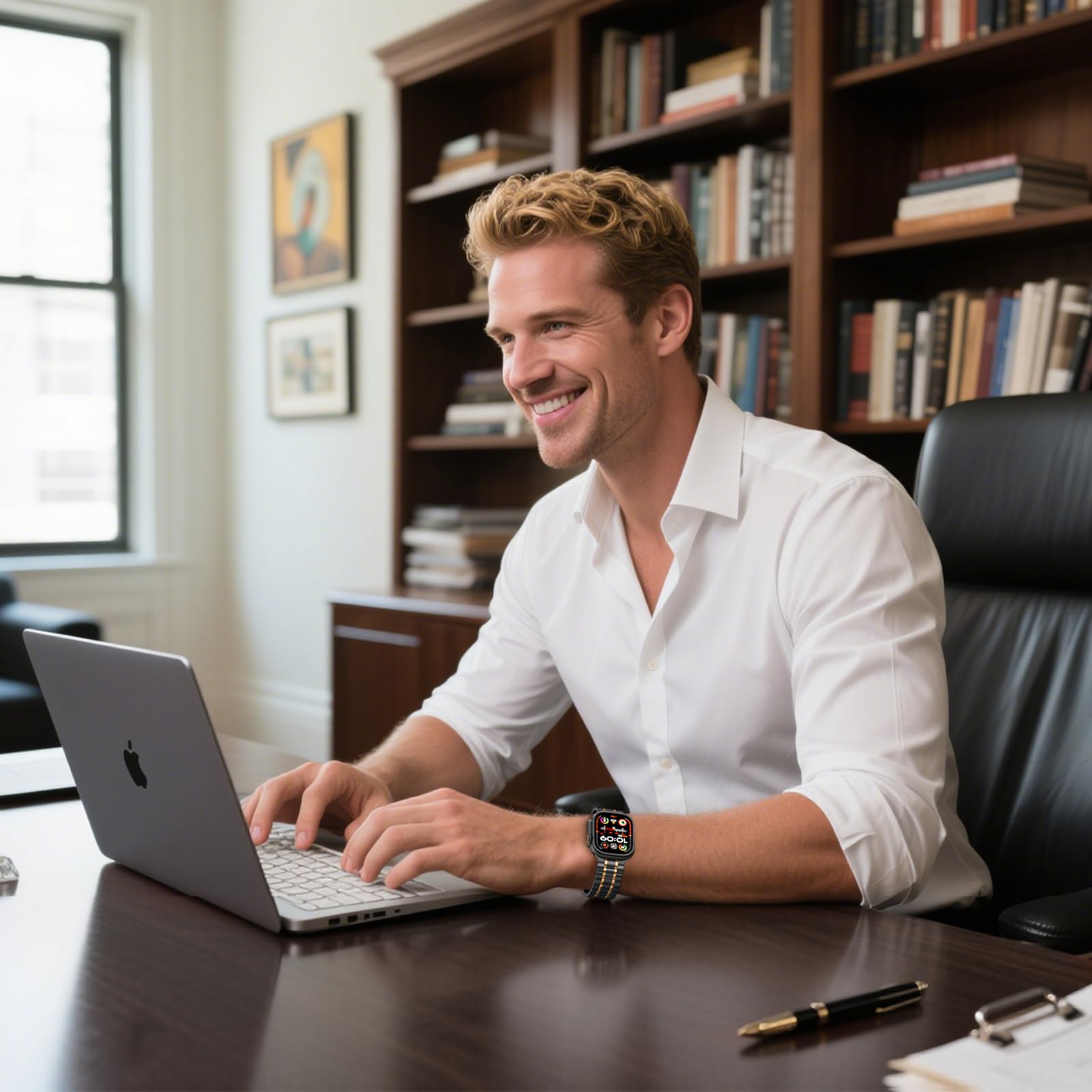 Bestig Stainless Steel Apple Watch Band 49mm 46mm 45mm 44mm 42mm for Men Women Sport Business Strap Black Rose Gold - View 5 of 9