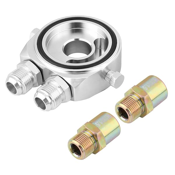 M20 x 1.5 Universal Aluminum Alloy Oil Filter Cooler Sandwich Plate Adapter 1/8 NPT Oil Cooler Kit Silver