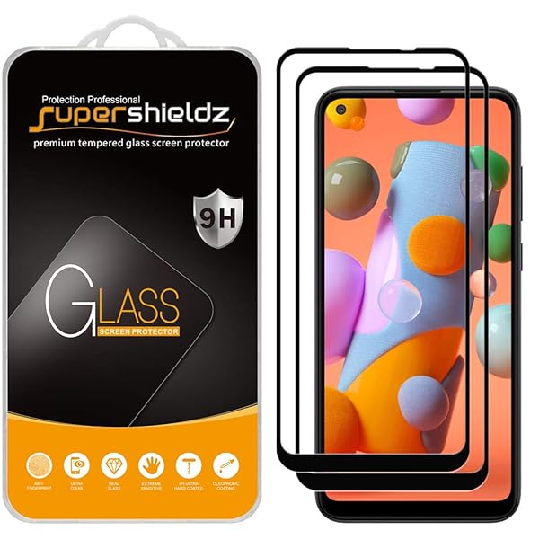Supershieldz Supershieldz 2 Pack Tempered Glass Screen Protector for Samsung Galaxy A11 Full Screen Coverage Anti Scratch Bubble Free Black - View 2 of 4