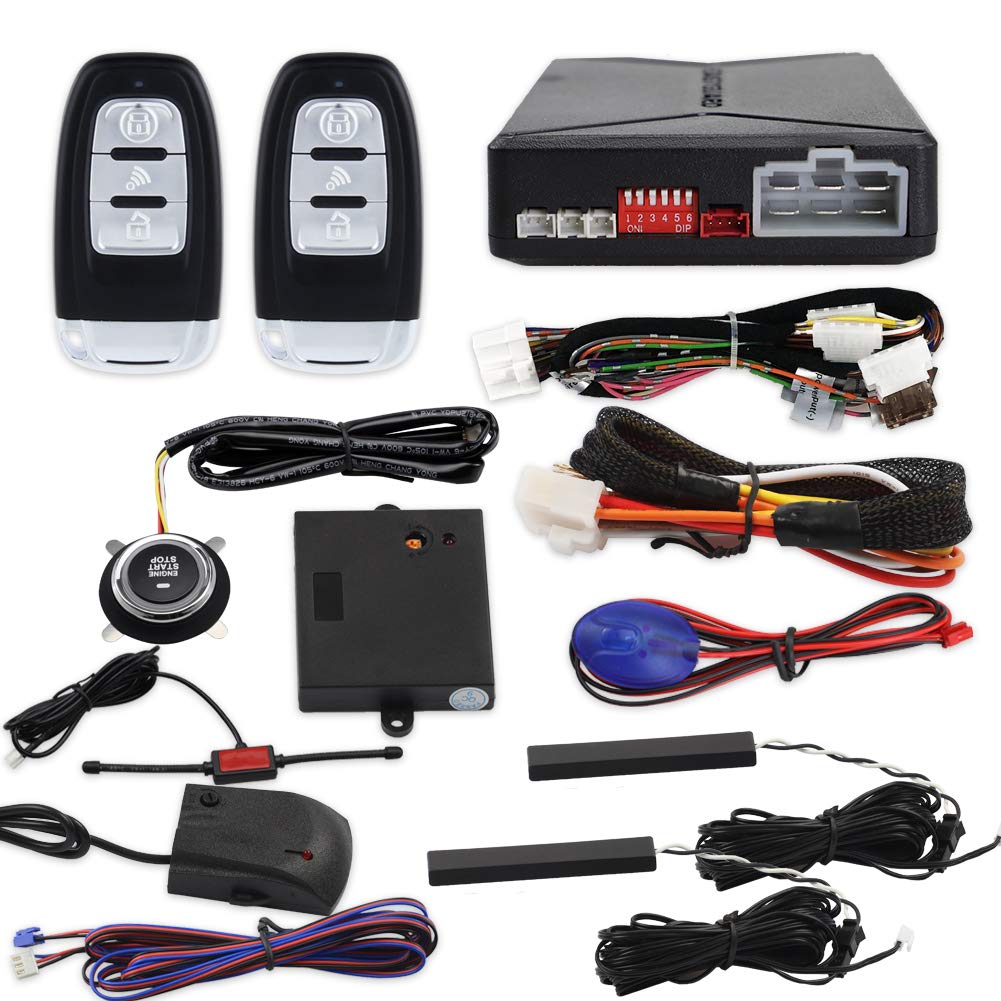 EASYGUARD EC010-MS PKE Car Burglar Alarm Passive Keyless Entry Push Button Start Remote Starter Microwave Sensor Shock Alarm DC12V