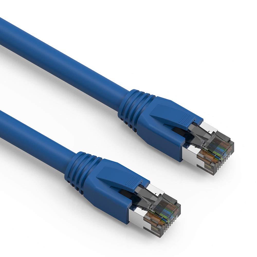 Nippon Labs Cat8 RJ45 3FT Ethernet Patch Internet Network LAN Cable, Indoor/Outdoor, 24AWG Shielded Latest 40Gbps 2000Mhz, Weatherproof S/FTP for Router, PS4, PS5, Xbox, PoE, Switch, Modem (Blue)