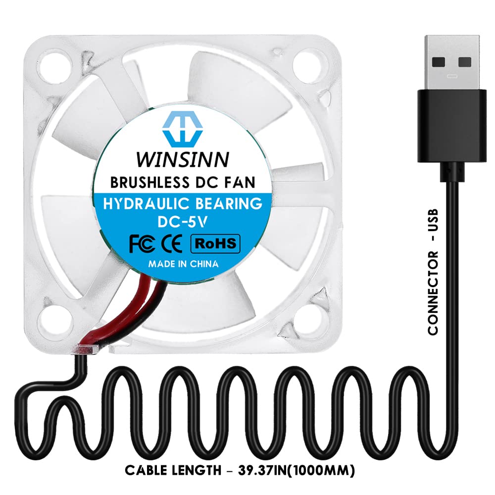 WINSINN 30mm RGB USB Fan Pack of 4 Colorful 3D Printer Micro Fans Brushless Cooling 5V Hydraulic Bearing 3010 - View 3 of 6