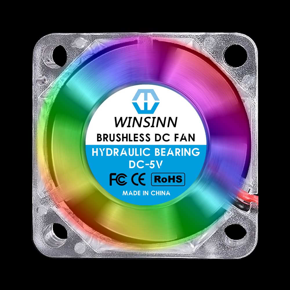 WINSINN 30mm RGB USB Fan Pack of 4 Colorful 3D Printer Micro Fans Brushless Cooling 5V Hydraulic Bearing 3010 - View 5 of 6
