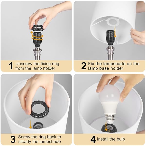 Boncoo Boncoo Touch Control Table Lamp 3 Way Dimmable Night Light with White Lampshade Silver Base Small Bedside Lamp for Bedroom Office Dorm - View 8 of 9