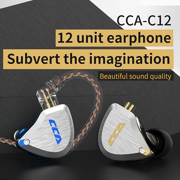 CCA CCA C12 In Ear Monitor Headphones 5BA 1DD Hybrid HiFi IEM Earphones Noise Isolating Stereo Wired Earbuds for Musicians and Audiophiles - View 9 of 10