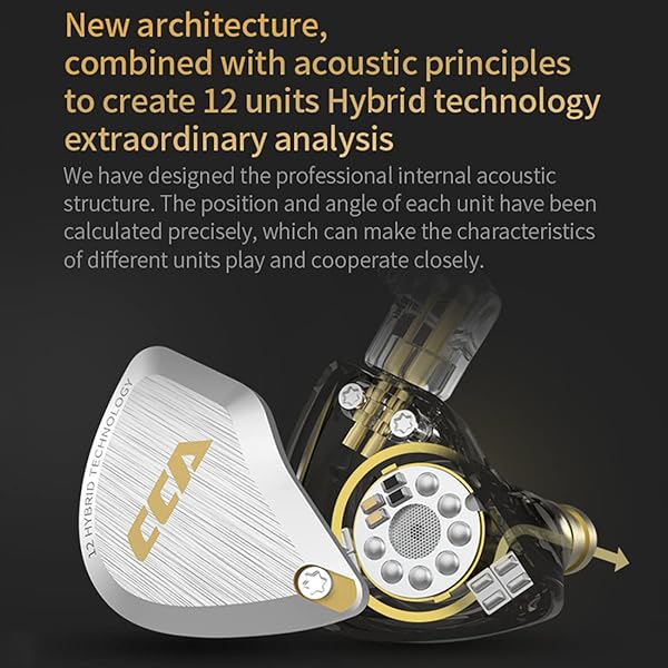 CCA CCA C12 In Ear Monitor Headphones 5BA 1DD Hybrid HiFi IEM Earphones Noise Isolating Stereo Wired Earbuds for Musicians and Audiophiles - View 3 of 10