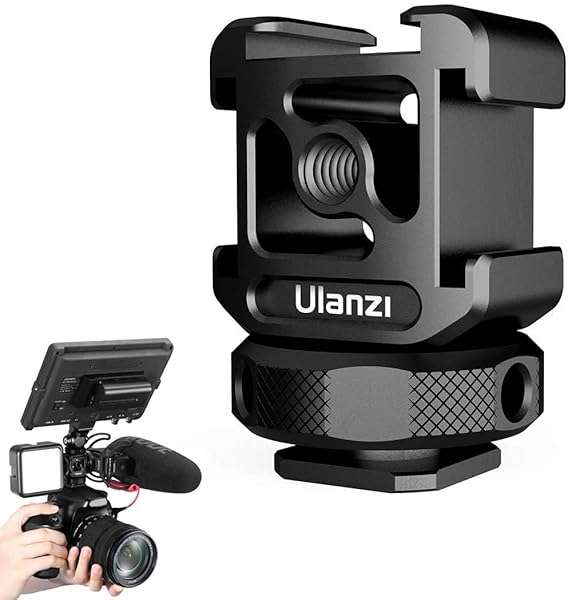 ULANZI Select ULANZI PT-12 Hot Shoe Extension Bracket: Triple Cold Shoe Mount for Nikon, Canon, Sony - Ideal for Mics & LED Lights