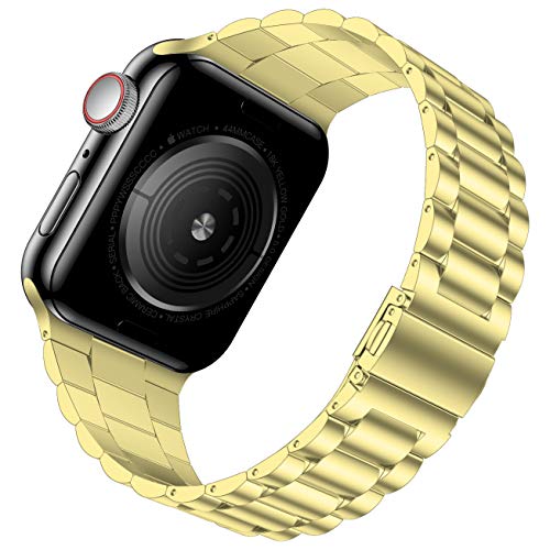iiteeology iiteeology Stainless Steel Link Apple Watch Band Compatible with Series 5 4 3 2 1 Yellow Gold 3 Row 42mm 44mm for Men and Women - View 4 of 9