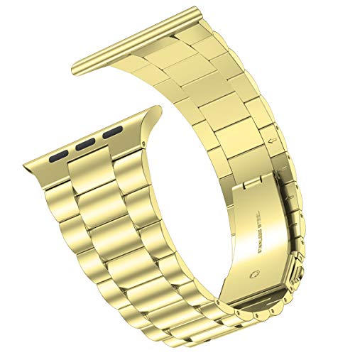 iiteeology iiteeology Stainless Steel Link Apple Watch Band Compatible with Series 5 4 3 2 1 Yellow Gold 3 Row 42mm 44mm for Men and Women - View 5 of 9