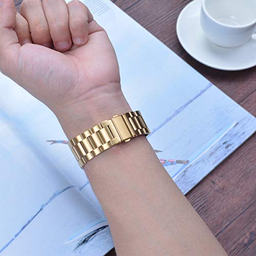 iiteeology iiteeology Stainless Steel Link Apple Watch Band Compatible with Series 5 4 3 2 1 Yellow Gold 3 Row 42mm 44mm for Men and Women - View 9 of 9