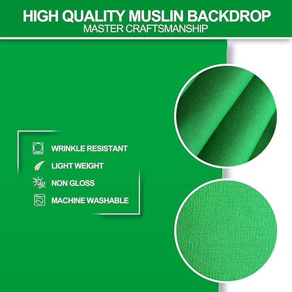 EMART EMART 10x20 FT Green Screen Backdrop for Streaming & Photography - Includes Clips for Easy Setup - View 4 of 8