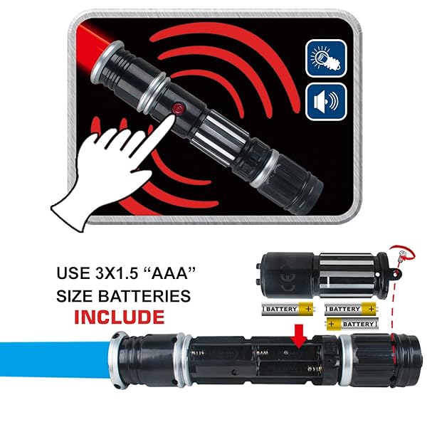 LESUTER TOYS Light Up Swords Saber 3 Pack with FX Sound Motion Sensitive Realistic Handle for Kids Halloween Parties Xmas Gifts Galaxy War Fighters - View 4 of 7