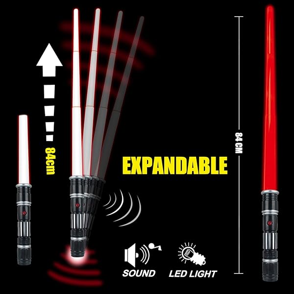 LESUTER TOYS Light Up Swords Saber 3 Pack with FX Sound Motion Sensitive Realistic Handle for Kids Halloween Parties Xmas Gifts Galaxy War Fighters - View 5 of 7