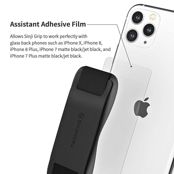 Sinjimoru Sinjimoru Phone Grip with Silicone Band Â– Comfortable One-Hand Holder & Kickstand for Smartphones, Tablets, and eReaders for iPhone, Android, and Kindle Sinji Grip Silicone Black - View 6 of 9