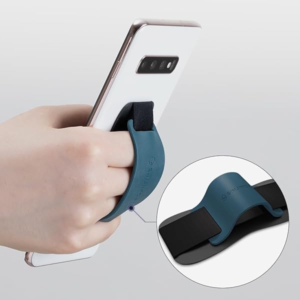Sinjimoru Sinjimoru Phone Grip with Silicone Band Â– Comfortable One-Hand Holder & Kickstand for Smartphones, Tablets, and eReaders for iPhone, Android, and Kindle Sinji Grip Silicone Black - View 8 of 9